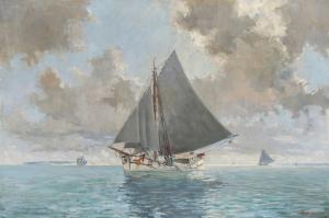 BOGO Christian 1882-1945,Seascape with sailing ships in the sun,Bruun Rasmussen DK 2018-10-22