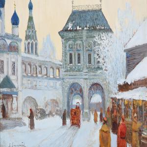 BOGOLJUBOV Boris Melitonovich 1878-1919,Town at winter time,Bruun Rasmussen DK 2014-06-16