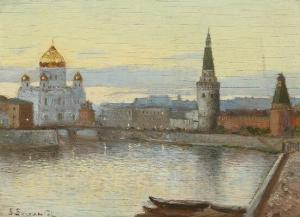 Bogolubov Boris Melitonovich 1878-1940,View from Moscow at the Saviour Cathedral an,Bruun Rasmussen 2020-12-07