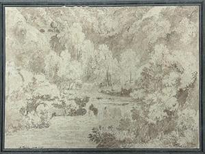 BOGUET Didier Nicolas 1755-1839,Paysage de cascade à Tivoli,1791,Art Valorem FR 2024-01-15