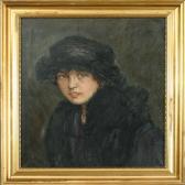 BOHAE J,Portrait of a woman with black hat,1922,Bruun Rasmussen DK 2008-01-28