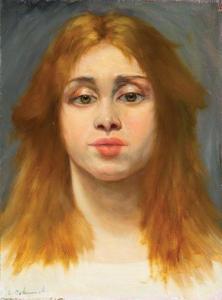 BOHANNAH Charles F,Portrait of a Lady - Interior Church Scene,Neal Auction Company 2020-02-09