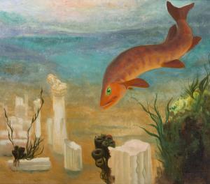 BOHDAN Obrovský 1925-2002,Crimson fish,Palais Dorotheum AT 2015-09-19