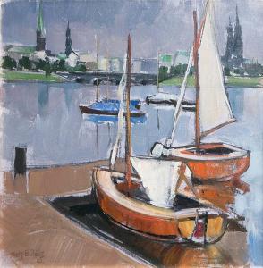 BOHLIG Rolf 1904-1979,Sailing Boats on the Alster,Stahl DE 2016-06-25