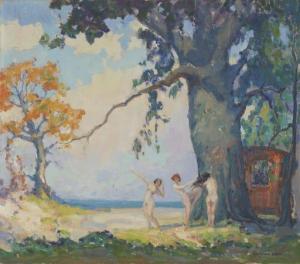 BOHM C. Curry 1894-1971,Nymphs under a tree,1929,John Moran Auctioneers US 2021-05-04