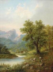 BOHM Eduard 1830-1890,Alpine Landscape with Grazing Cattle,Palais Dorotheum AT 2009-05-25