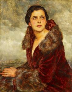 BOHM Gustav 1885-1974,Porträt einer Dame im Pelzmantel,1928,Van Ham DE 2019-05-16