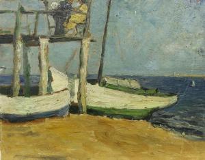 BOHM Max,Untitled (Pier Beach Scene with Figures and Boats),Clars Auction Gallery 2020-03-21