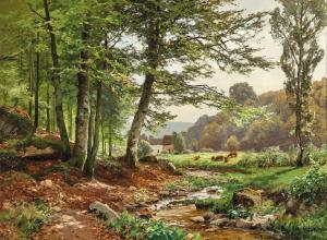 BOHMER Heinrich 1852-1930,A sunlit idyll at the edge of the woods,Palais Dorotheum AT 2023-09-07