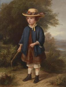 BOHN Heinrich 1846-1883,Child in Blue Cape with Rod,1856,Palais Dorotheum AT 2012-06-05