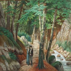 BOHN Heinrich 1846-1883,Romantic forest with the couples,1878,Bruun Rasmussen DK 2013-09-02