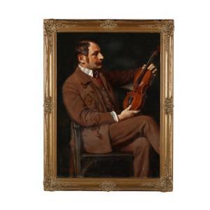 BOHNENBERGER Theodor 1868-1941,Portrait of a Man with Violin,1905,Leland Little US 2018-06-15