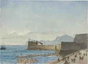 BOHNSTEDT Ludwig Franz Karl 1822-1885,Neapel: Blick vom Sta Lucia auf Castel dell',Galerie Bassenge 2020-06-03