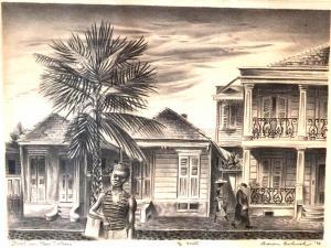 BOHROD Aaron 1907-1992,Street in New Orleans,1938,Montefiore IL 2017-11-21