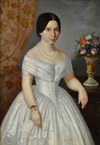 BOHUN PETER MICHAL SLAVOMIL 1822-1879,Portrét mladej meštianky,1850,Soga SK 2017-03-07
