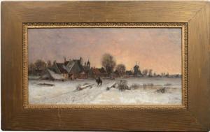 BOIS Francois 1829-1913,Wintry Townscape with a figure on a donke,1878,Butterscotch Auction Gallery 2016-03-13