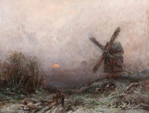 BOISGONTIER Henri 1850-1940,Paysage hivernal avec un moulin,Aguttes FR 2019-09-10