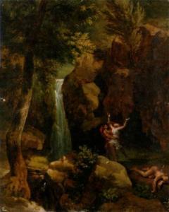 BOISSELIER Antoine Félix 1790-1857,Allegorical Figures before a Waterfall in a woode,1820,Sotheby's 2003-07-09