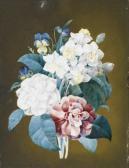 BOITELET Marie Louise,Un bouquet de pensées, jonquilles et camélia,1830,Christie's 2008-10-02
