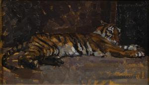 Boklen Hilde 1897-1987,Liegender Tiger,1905,Wendl DE 2023-10-25