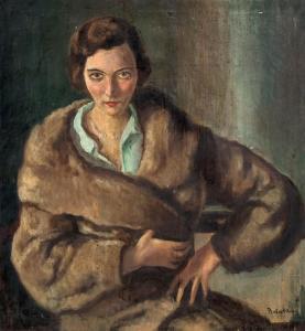 BOKOR VILMOS 1897-1984,Lady in fur coat,1932,Nagyhazi galeria HU 2021-04-17