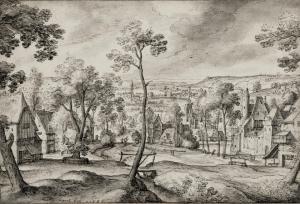 BOL Hans 1534-1593,Landscape with a small town, a castle to the right,1586,Sotheby's GB 2023-01-25