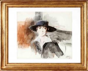 BOLDINI Giovanni,Portrait de jeune fille au chapeau,Cannes encheres, Appay-Debussy 2024-02-23