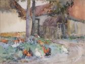 BOLINGBROKE Minna 1857-1939,Chickens beside a barn,1905,Gorringes GB 2007-04-24