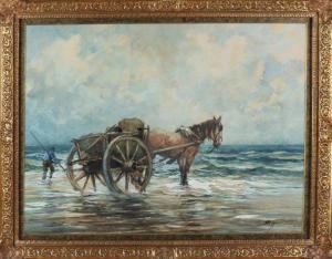 BOLINK Bert Henri,Beach view with shell fisherman and horse cart,Twents Veilinghuis 2019-10-04