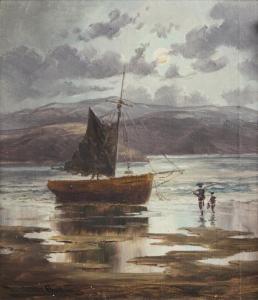 BOLLARD William Allen 1869-1941,Sailing Boat, Otago Harbour,Webb's NZ 2024-01-23