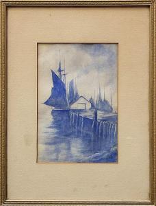 BOLLES F.M,Sailboat at the Dock,Clars Auction Gallery US 2013-06-15