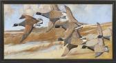 BOLLES Reginald 1877-1967,Flock of six brant in flight over a Cape Cod marsh,Eldred's US 2014-07-30