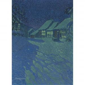 BOLLMANN Emil 1885-1955,Winterliche Dorfpartie im Mondschein,Dobiaschofsky CH 2017-11-08