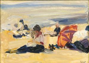 BOLLMANN Paul 1885-1944,On the Beach,c. 1920,Stahl DE 2023-06-23