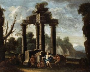 BOLOGNINI GIACOMO 1651-1734,Paesaggio con architetture e satiri,Cambi IT 2008-07-08