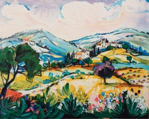 BOLORE Jacques 1921,French landscape with village and hills Blind,Capes Dunn GB 2021-04-20