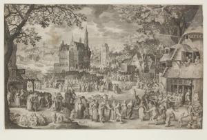 BOLSWERT Boetius Adams 1580-1633,Foire de village devant un château,1634,Ader FR 2019-05-23