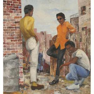BOLTON Shirley L 1945-1984,Civil Rights era inner city scene,1968,Ripley Auctions US 2011-09-17