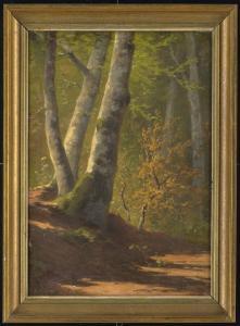 BOLZE Carl 1832-1913,Waldstudie. Herbstlicher, sonnenbeschienener Waldw,Galerie Bassenge 2019-05-31