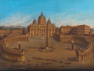 BOLZERN JOSEPH 1828-1901,Ansicht des Petersplatzes in Rom,1889,Dobiaschofsky CH 2010-11-10