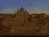 BOLZERN JOSEPH 1828-1901,Ansicht des Petersplatzes in Rom mit figürlicher S,Fischer CH 2009-11-11