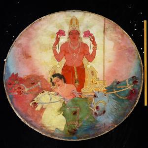 BOMBAY SCHOOL,A circular central panel showing the Sun God Surya,1924,Bruun Rasmussen DK 2011-03-01
