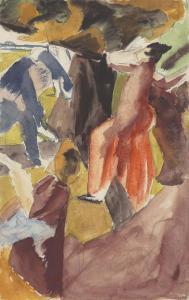 BOMBERG David 1890-1957,Bargee Series - Canal Bank, France,1919,Christie's GB 2013-11-21