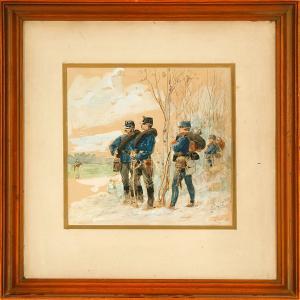 BOMBLED Charles 1862-1927,Frenchsoldiers in the edge of a forrest,Bruun Rasmussen DK 2008-05-19