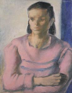 BOMHALS SUZANNE 1902-2000,Portret van een dame met gekruiste armen,Bernaerts BE 2010-10-25