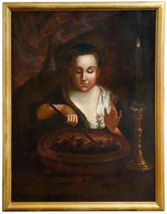 Bommer Johann Baptist 1705-1778,Junges Mädchen mit Kohlebecken als Allegorie des W,Nagel 2018-02-21