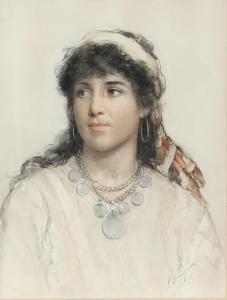 BOMPIANI Augusto 1852-1930,Portrait of a young Italian woman,Bruun Rasmussen DK 2023-05-29