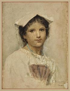 BOMPIANI Augusto 1852-1930,Portrait study of a maiden,Chait US 2016-11-20