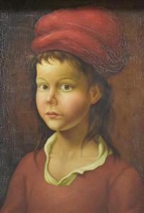 BONAMY Philippe 1926,Jeune fille au chapeau rouge,1964,Etienne de Baecque FR 2018-01-26