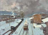 BONANOMI Arturo 1920-2010,Stazione dei treni sotto la neve,Meeting Art IT 2010-10-16